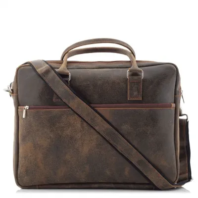 Torba vintage skórzana męska beżowa BV80 - 3