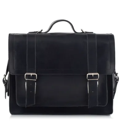 Torba i tornister skórzany vintage 2w1 czarny BR91 - 2