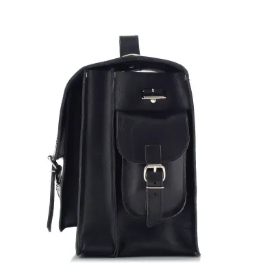 Torba i tornister skórzany vintage 2w1 czarny BR91 - 4