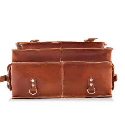 Tornister skórzany i torba vintage 2w1 brązowy BR91 - 7