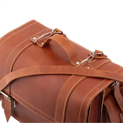 Tornister skórzany i torba vintage 2w1 brązowy BR91 - 8