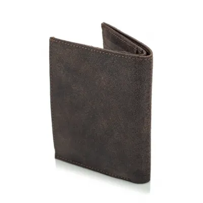 Portfel Vintage Męski Skóra Slim na Monety Ciemny Brąz CR42 - 3