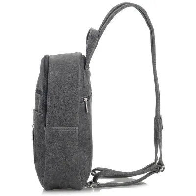 Mały Plecak Damski Skóra Zamsz Vintage Szary BV10 - 2