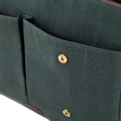 Torba Vintage Skórzano Płócienna na Laptopa 15,6 Zielona Forester BF91 - 7