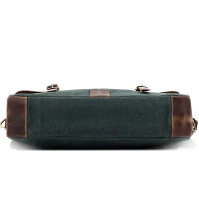 Torba Vintage Skórzano Płócienna na Laptopa 15,6 Zielona Forester BF91 - 9