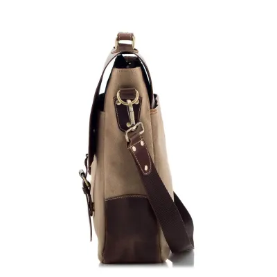 Torba Vintage Skórzano Płócienna na Laptopa 15,6 Beż Forester BF91 - 2