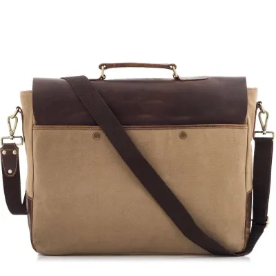 Torba Vintage Skórzano Płócienna na Laptopa 15,6 Beż Forester BF91 - 3