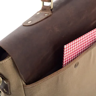 Torba Vintage Skórzano Płócienna na Laptopa 15,6 Beż Forester BF91 - 8