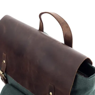 Plecak Vintage Skóra Płótno na Laptopa 15,6 Zielony Forester BF51 - 8
