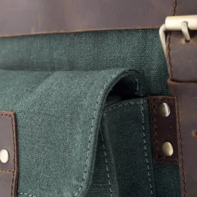 Plecak Vintage Skóra Płótno na Laptopa 15,6 Zielony Forester BF51 - 10