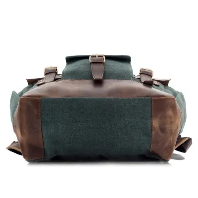 Plecak Vintage Skóra Płótno na Laptopa 15,6 Zielony Forester BF51 - 11