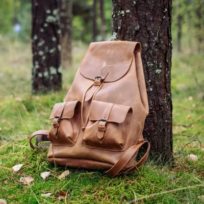 Skórzany Plecak Męski Vintage Jasnobrązowy Outlander Z72 - 3