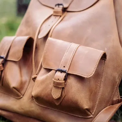 Skórzany Plecak Męski Vintage Jasnobrązowy Outlander Z72 - 5