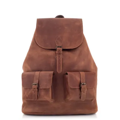 Skórzany Plecak Męski Vintage Jasnobrązowy Outlander Z72 - 12