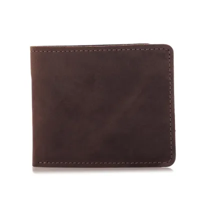 Skórzany Portfel Męski Slim Wallet Vintage Ciemnobrązowy BW05 - 1