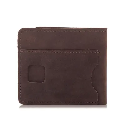 Skórzany Portfel Męski Slim Wallet Vintage Ciemnobrązowy BW05 - 2