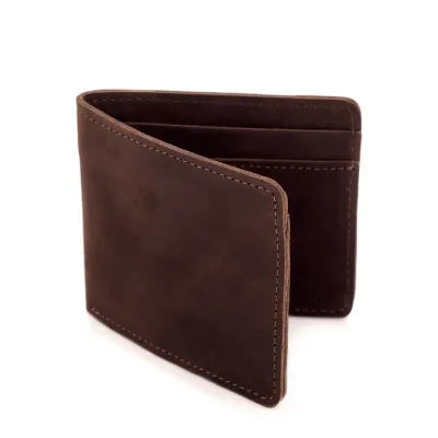 Skórzany Portfel Męski Slim Wallet Vintage Ciemnobrązowy BW05 - 3