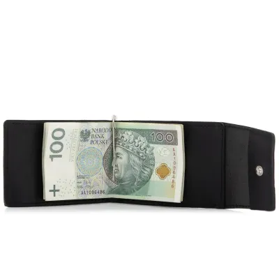 Portfel Skórzany Slim Wallet z Klipsem Banknotówka Jucht Czarny BW68 - 2
