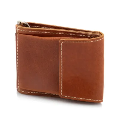 Portfel Skórzany Slim Wallet z Klipsem Banknotówka Jucht Koniak BW68 - 3