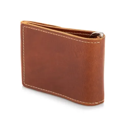 Portfel Skórzany Slim Wallet z Klipsem Banknotówka Jucht Koniak BW68 - 4