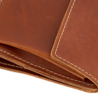 Portfel Skórzany Slim Wallet z Klipsem Banknotówka Jucht Koniak BW68 - 5