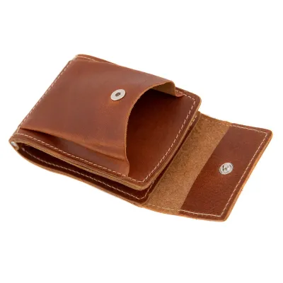Portfel Skórzany Slim Wallet z Klipsem Banknotówka Jucht Koniak BW68 - 6