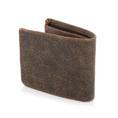 Mały Portfel Slim Wallet na Karty Zamszowy Brąz BW38 - 3