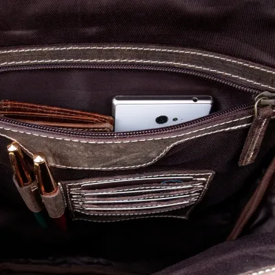 Brązowy Plecak Skórzany Męski na Laptopa Outlander VL7 - 9