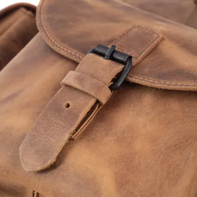 Koniakowy Plecak Skórzany Vintage z Kieszeniami Outlander BT33 - 6