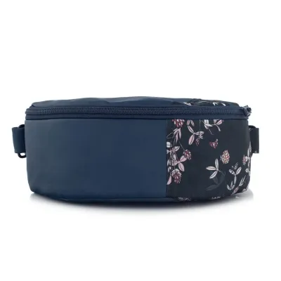 Granatowa Nerka Damska w Kwiaty Skóra Ekologiczna Okinawa - 1