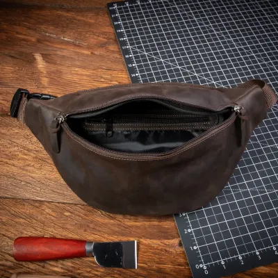 Duża Brązowa Nerka Męska Vintage Skóra Naturalna Licowa NX19 - 5