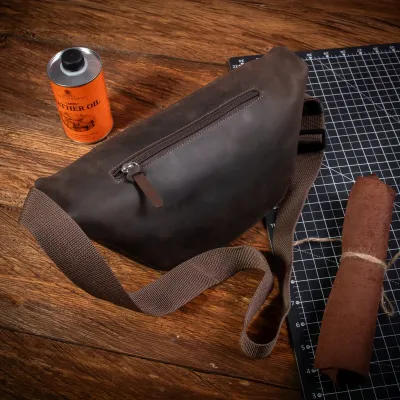 Duża Brązowa Nerka Męska Vintage Skóra Naturalna Licowa NX19 - 7