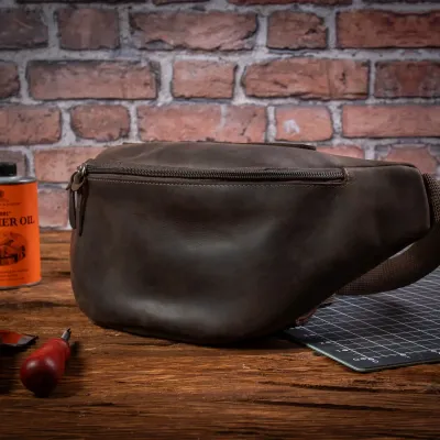 Duża Brązowa Nerka Męska Vintage Skóra Naturalna Licowa NX19 - 8