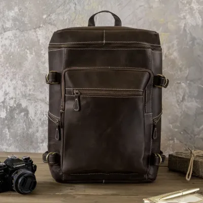 Ciemnobrązowy Plecak Skóra Naturalna Męski Na Laptopa 15" Outlander BL075 - 3