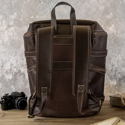 Ciemnobrązowy Plecak Skóra Naturalna Męski Na Laptopa 15" Outlander BL075 - 5