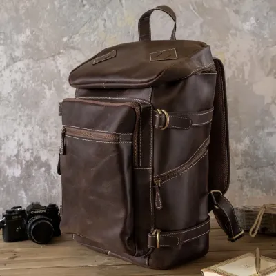 Ciemnobrązowy Plecak Skóra Naturalna Męski Na Laptopa 15" Outlander BL075 - 7