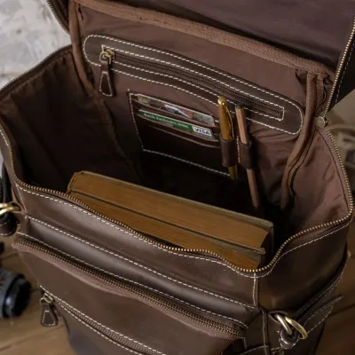 Ciemnobrązowy Plecak Skóra Naturalna Męski Na Laptopa 15" Outlander BL075 - 8