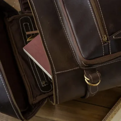 Ciemnobrązowy Plecak Skóra Naturalna Męski Na Laptopa 15" Outlander BL075 - 9