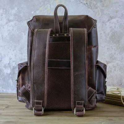 Burgund Plecak Skóra Naturalna Vintage z Klapą na Laptopa 15" Outlander BL068 - 5