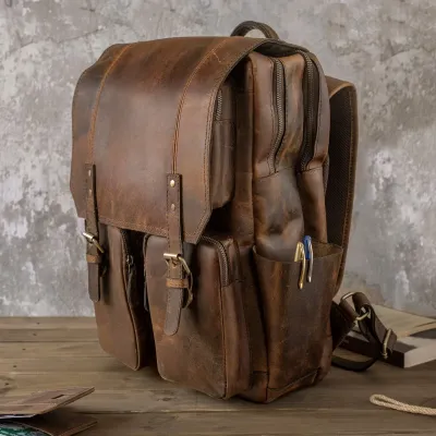 Brązowy Plecak Tornister Skóra Naturalna do Pracy na Laptopa 15" Outlander BL057 - 5
