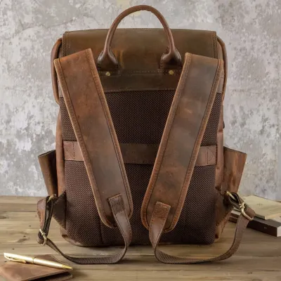 Brązowy Plecak Tornister Skóra Naturalna do Pracy na Laptopa 15" Outlander BL057 - 7
