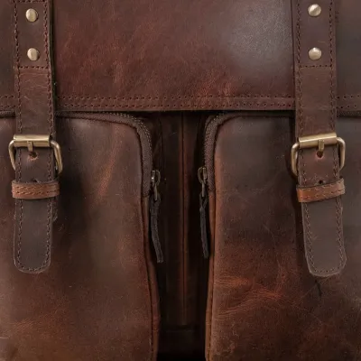 Brązowy Plecak Tornister Skóra Naturalna do Pracy na Laptopa 15" Outlander BL057 - 9