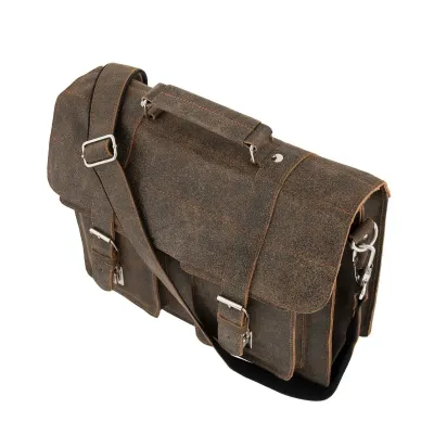 Jasnobrązowa Torba Vintage Męska Skórzana z Kieszeniami BV45 - 9