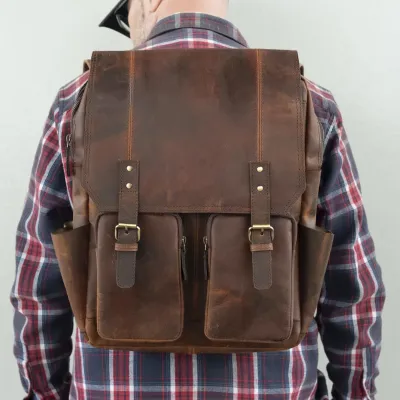 Brązowy Plecak Tornister Skóra Naturalna do Pracy na Laptopa 15" Outlander BL057 - 2