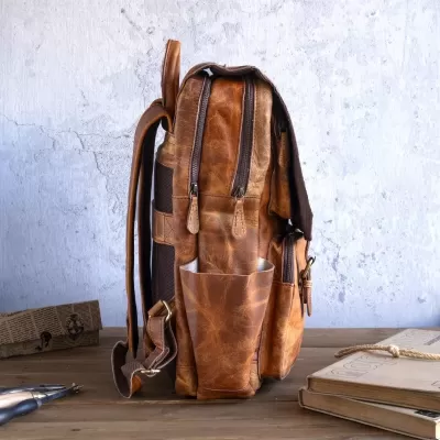 Koniakowy Plecak Tornister Skóra Buffalo do Pracy na Laptopa 15" Outlander BL058 - 4