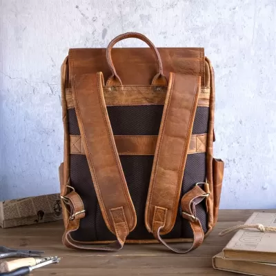 Koniakowy Plecak Tornister Skóra Buffalo do Pracy na Laptopa 15" Outlander BL058 - 5