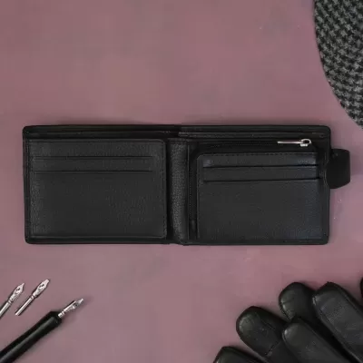 Minimalistyczny Czarny Portfel Męski ze Skóry Naturalnej Licowej SH-159 - 7