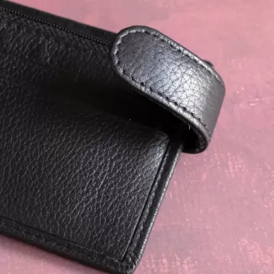 Minimalistyczny Czarny Portfel Męski ze Skóry Naturalnej Licowej SH-159 - 3