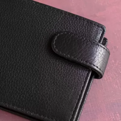 Minimalistyczny Czarny Portfel Męski ze Skóry Naturalnej Licowej SH-159 - 5