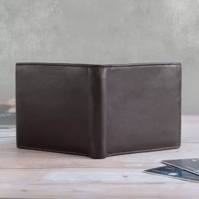 Elegancki brązowy duży Portfel Męski z miękkiej Skóry Naturalnej Licowej SH-P11 - 5
